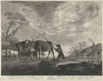 Landschap met een veedrijver: de maand april en het seizoen lente