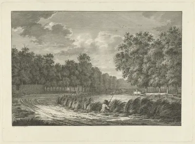 Landschap met een visser aan de oever van het Gein