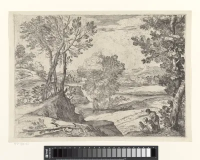 Landschap met een vrouw, man en kind