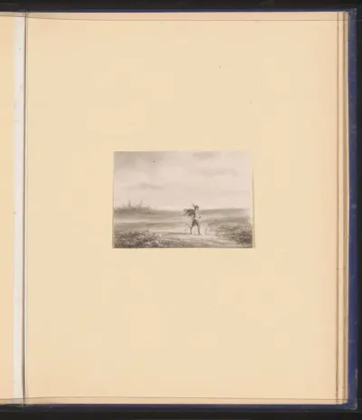 Landschap met een wandelaar