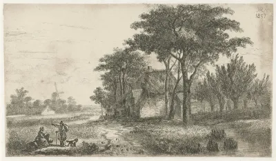 Landschap met een wandelaar