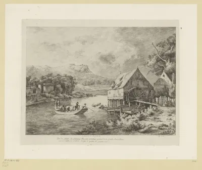 Landschap met een watermolen aan een rivier