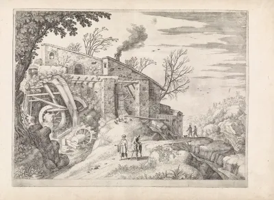 Landschap met een watermolen en de barmhartige Samaritaan