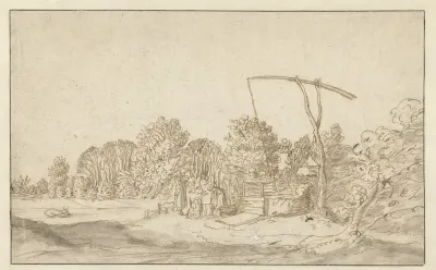 Landschap met een waterput