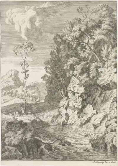 Landschap met een waterval
