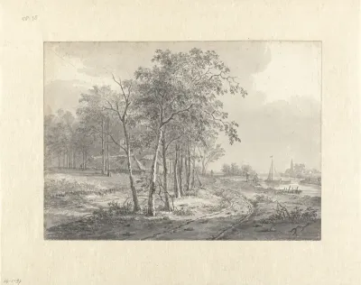 Landschap met een weg langs een water