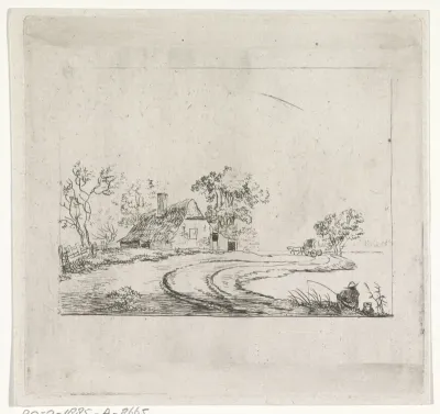 Landschap met een weg langs het water