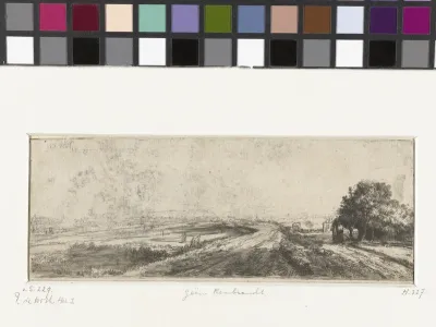 Landschap met een weg over een dijk