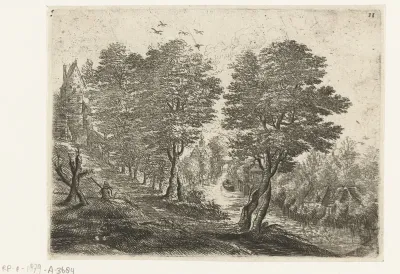 Landschap met een zittende boer