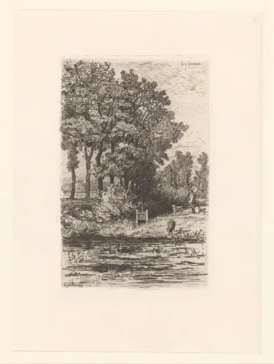 Landschap met eiken en water bij Noord Deurningen