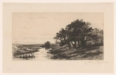 Landschap met eikenbomen bij Wolfheze