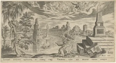 Landschap met Elisa, die de mantel van Elia ontvangt