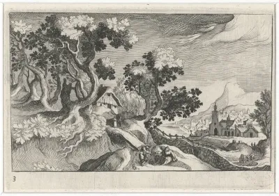 Landschap met enkele gebouwen