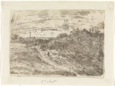 Landschap met enkele huizen