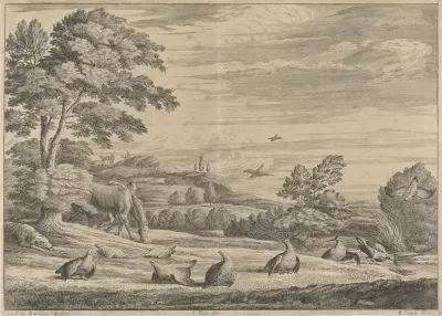 Landschap met fazanten en snippen