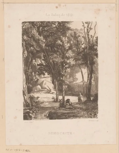 Landschap met figuren aan het water