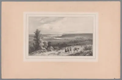 Landschap met figuren en pakezel