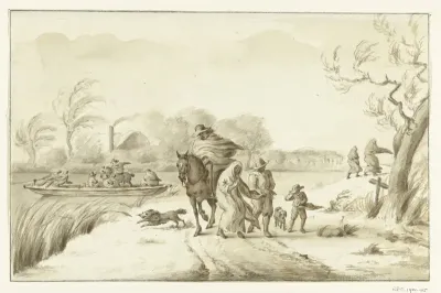 Landschap met figuren in storm