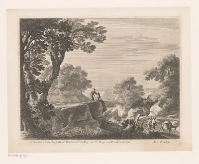 Landschap met figuren op rots