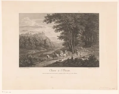 Landschap met figuren op vogeljacht