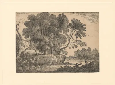 Landschap met figuur aan het water