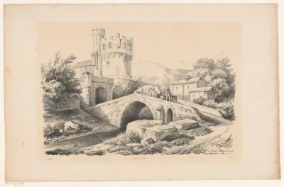 Landschap met fort en brug