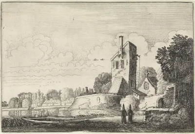 Landschap met fort met toren en kapel