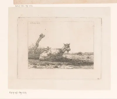 Landschap met geit in het gras