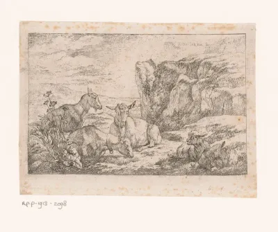 Landschap met geiten en lammeren