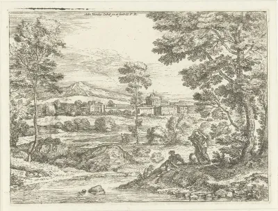 Landschap met gesluierde vrouw