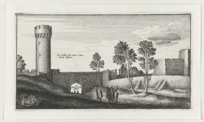 Landschap met gezicht op de stadsmuren bij Keulen