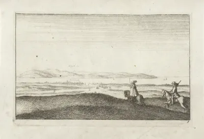 Landschap met gezicht op het eiland Wight