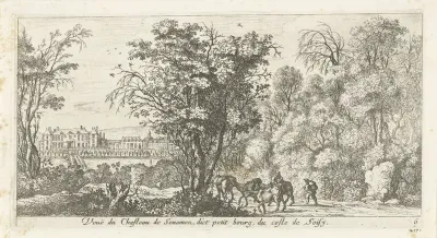 Landschap met gezicht op kasteel