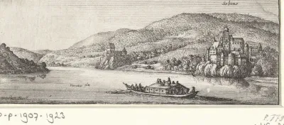 Landschap met gezicht op Sebins aan de Donau
