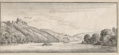 Landschap met gezicht op slot Rannariedl aan de Donau