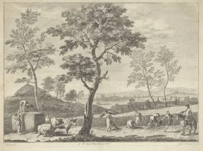 Landschap met graanoogst