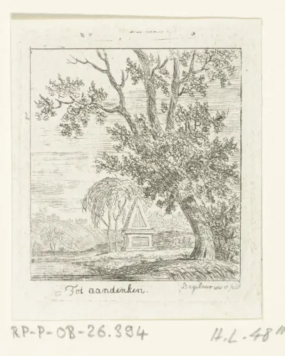 Landschap met grafmonument