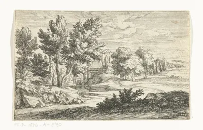 Landschap met grafmonument