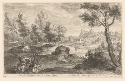Landschap met grijsaard
