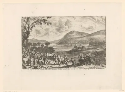 Landschap met heilige Leopold die belooft een klooster te bouwen