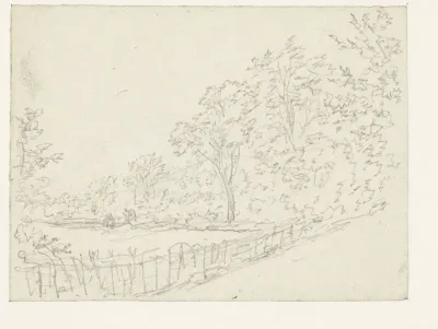 Landschap met heining en bomen