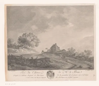 Landschap met herberg langs een weg