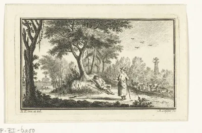 Landschap met herder en herderin