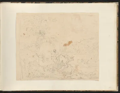 Landschap met herder en koeien