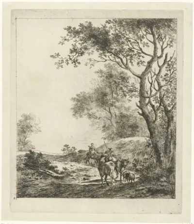 Landschap met herder en vee