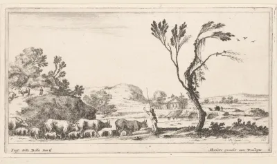Landschap met herder en vee
