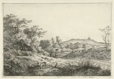Landschap met herder en vrouw