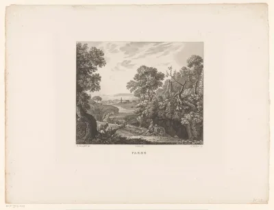 Landschap met herder, herderin en kudde ossen