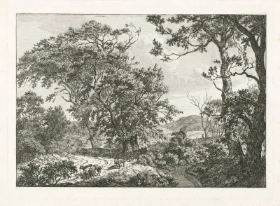 Landschap met herder met schapen