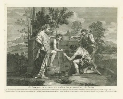 Landschap met herders bij antieke sarcofaag